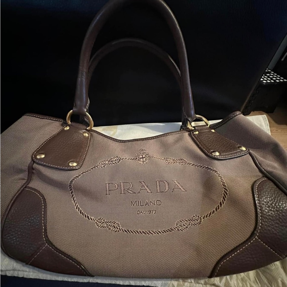 Prada canapa medium shoulder /handbag in canvas material.
